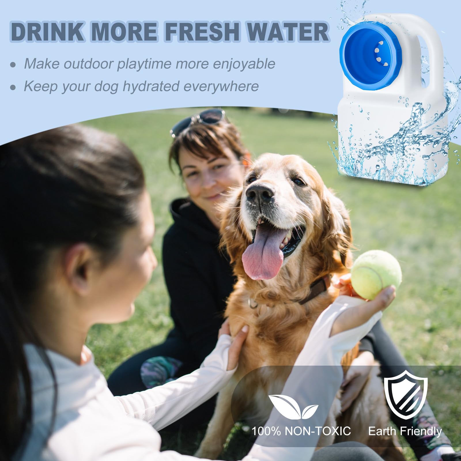 2 Pack 3 Quart Portable No Spill Dog Water Bowl - Collapsible Travel Pet Bowl for Small & Large Dogs, Cats - Ideal for Camping, Hiking, Road Trips & Outdoor Adventures