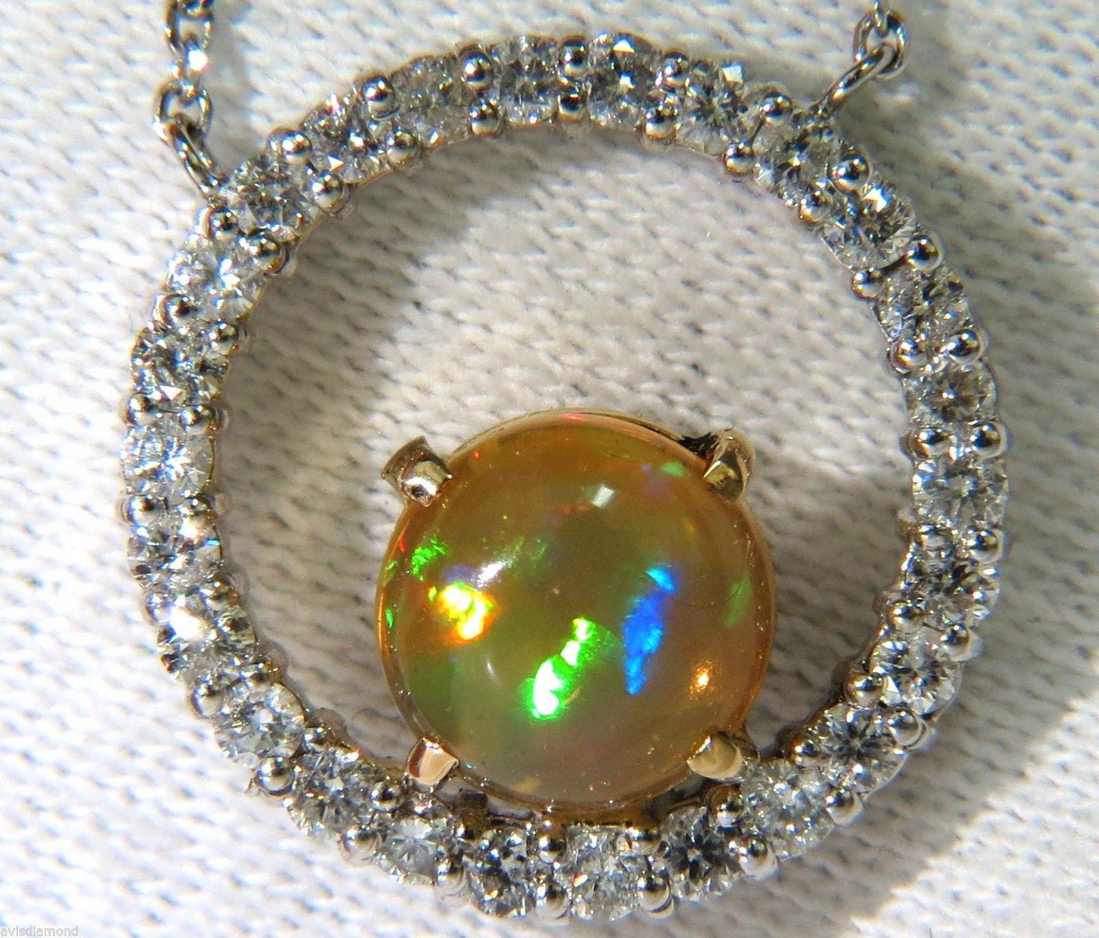 2.60 Carat Natural Vibrant Opal & Diamond Pendant Necklace in 14K Gold - Perfect for Weddings, Anniversaries & Special Occasions