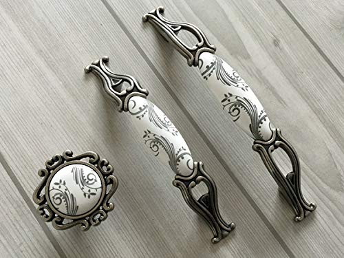 Antique Pewter Ceramic Cabinet Knob - 1.8