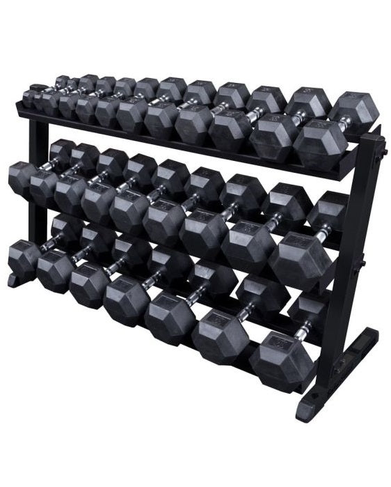 Body Solid Heavy Duty Commercial BLACK 3 Tier Dumbbell Rack - Premium Weight Storage for Home & Gym Workouts - Perfect for Dumbbell Organization & Strength Training