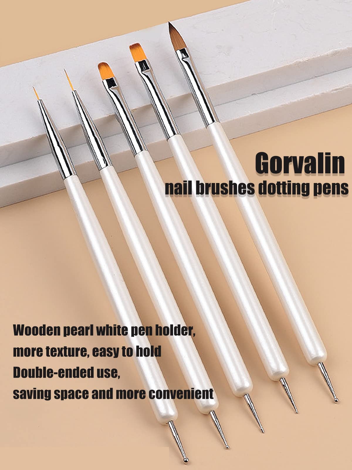 Gorvalin French Nail Stamper Kit - Black & White UV Gel Polish with Nail Art Brush & Dotting Pens | DIY French Manicure Set for Home Salon, Nail Art Designs & Professional-Looking French Tips