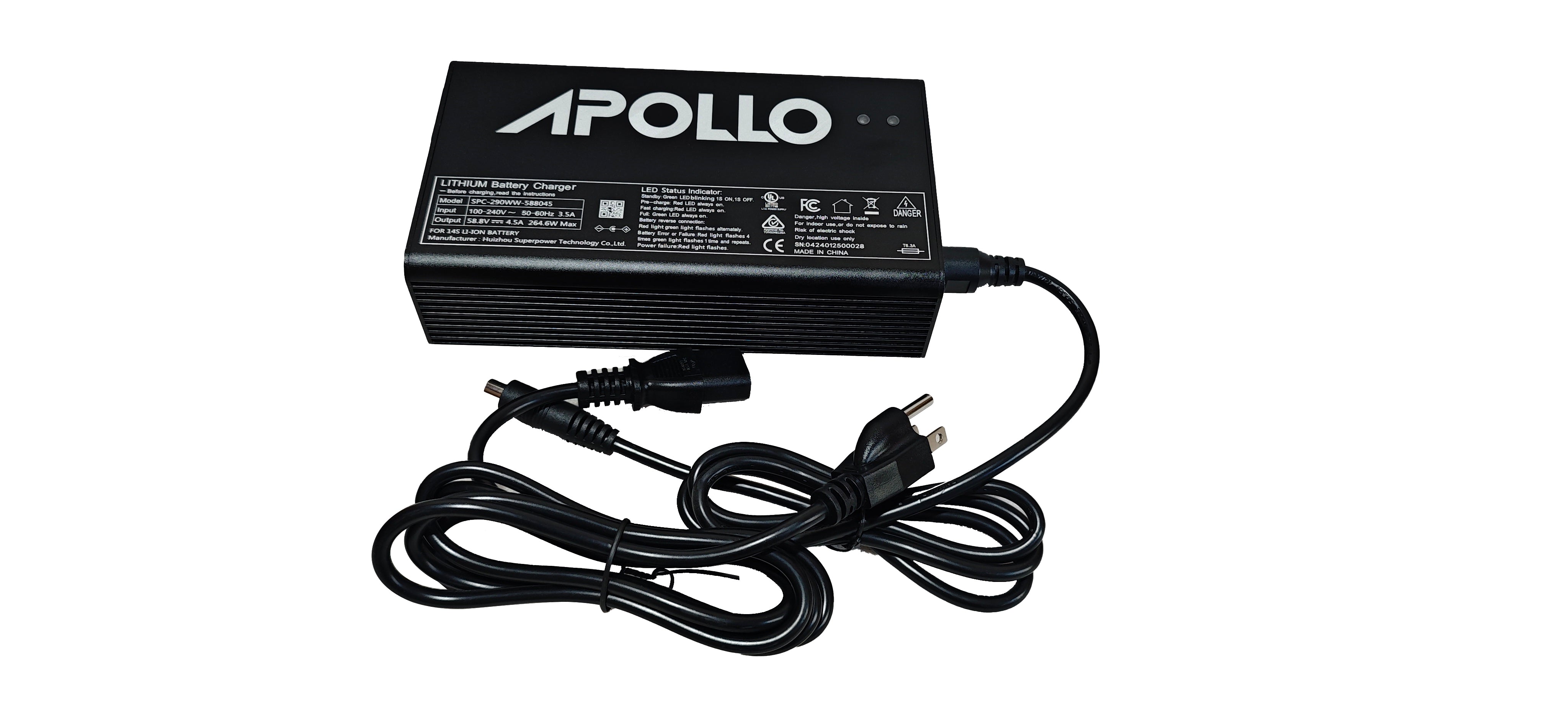 Apollo Pro 2023 24V Charger Assembly - Fast Charging Replacement Battery Charger for Electric Scooters & Bikes - Perfect for Commuting & Outdoor Adventures