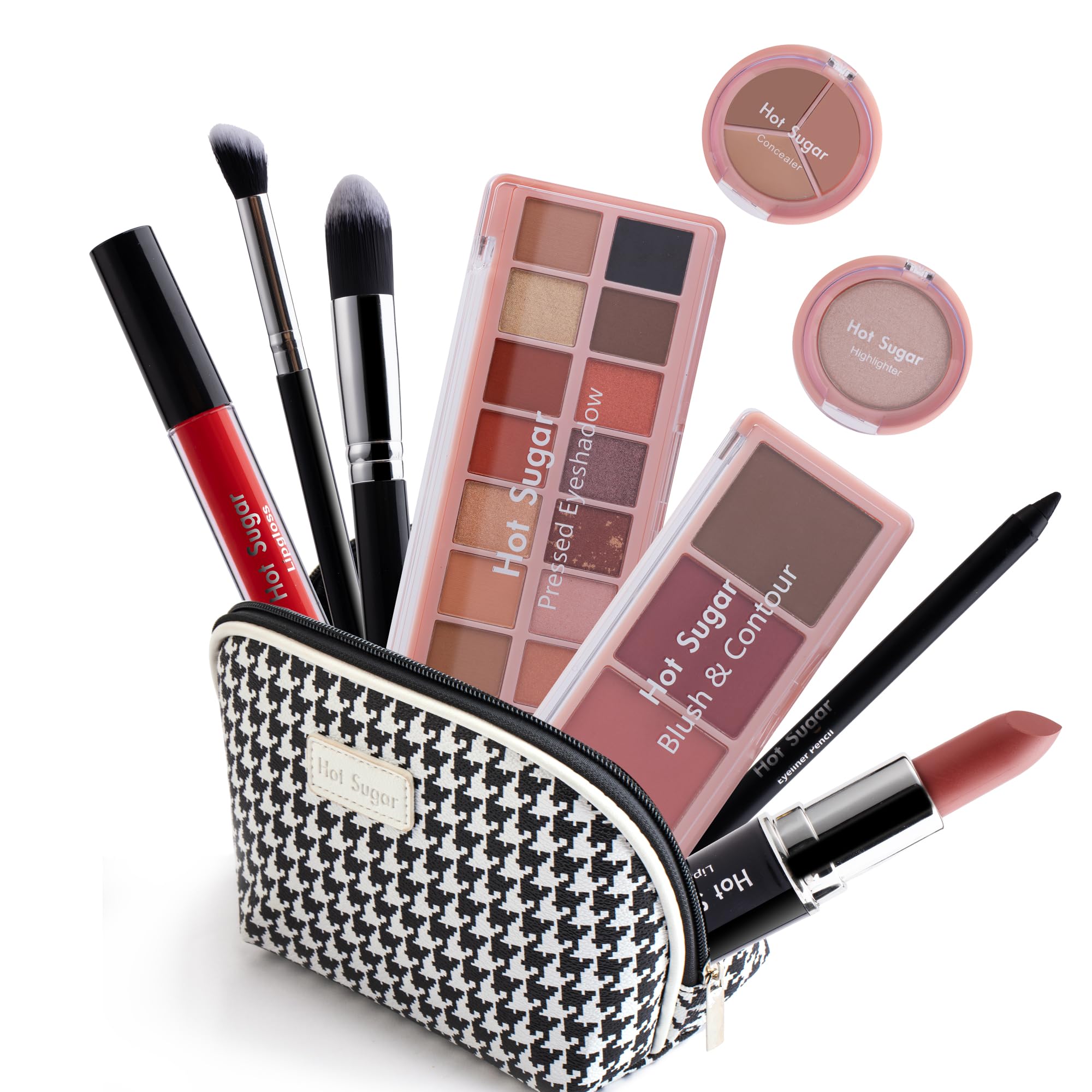 All-in-One Makeup Kit for Women & Teens - Eyeshadow, Blush, Contour, Highlighter, Concealer, Lipstick, Lip Gloss, Eyeliner with Brush (Black) | Perfect for Everyday Makeup, Party Looks & Gift Giving