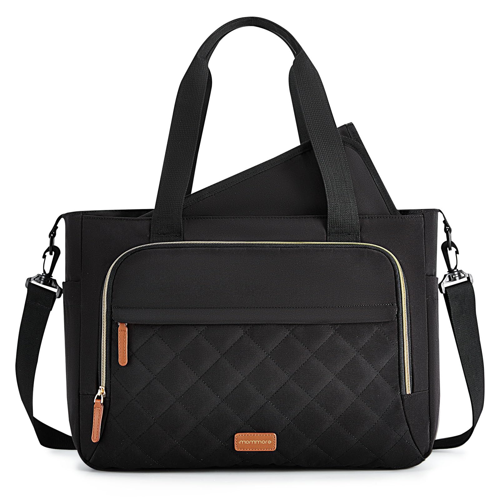 Mommore Small Lightweight Diaper Bag Tote with Insulated Pockets & Stroller Straps - Perfect for Nursing, Gym, Travel & Everyday Use as Baby Essentials Organizer