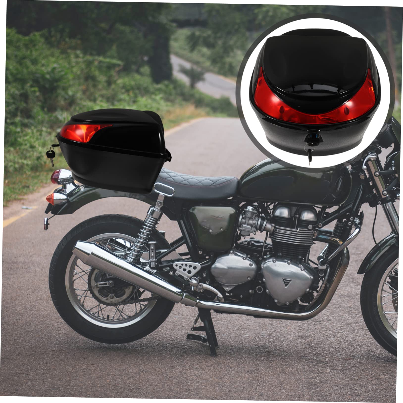 **Waterproof Motorcycle Luggage Trunk - Lockable Scooter Storage Box for Mopeds & Bikes - Durable Travel Carrier Case with Mounting Rack - Perfect for Commuting, Road Trips & Daily Storage**