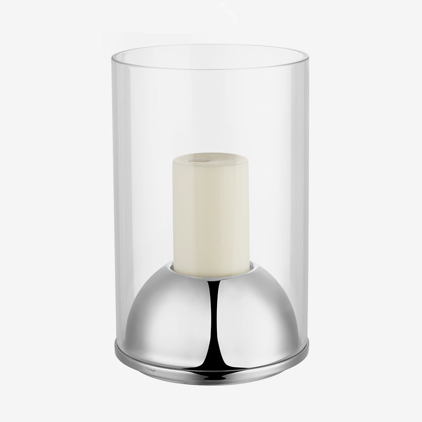 Christofle Oh De Christofle Hurricane Candle Holder - Stainless Steel & Glass Elegant Home Decor for Dining Table, Wedding Centerpiece, and Romantic Ambiance Lighting