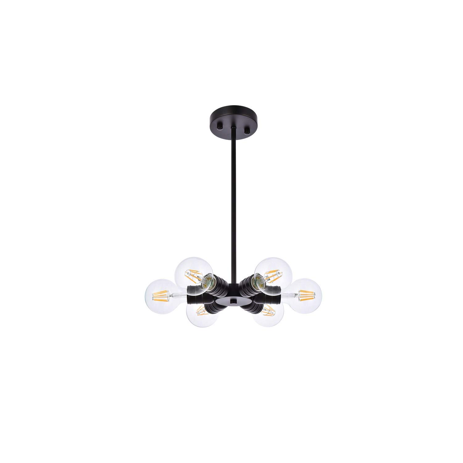 Reyes 6-Light Black Modern Pendant Lighting Fixture - Perfect for Dining Room, Kitchen Island, or Entryway Decor