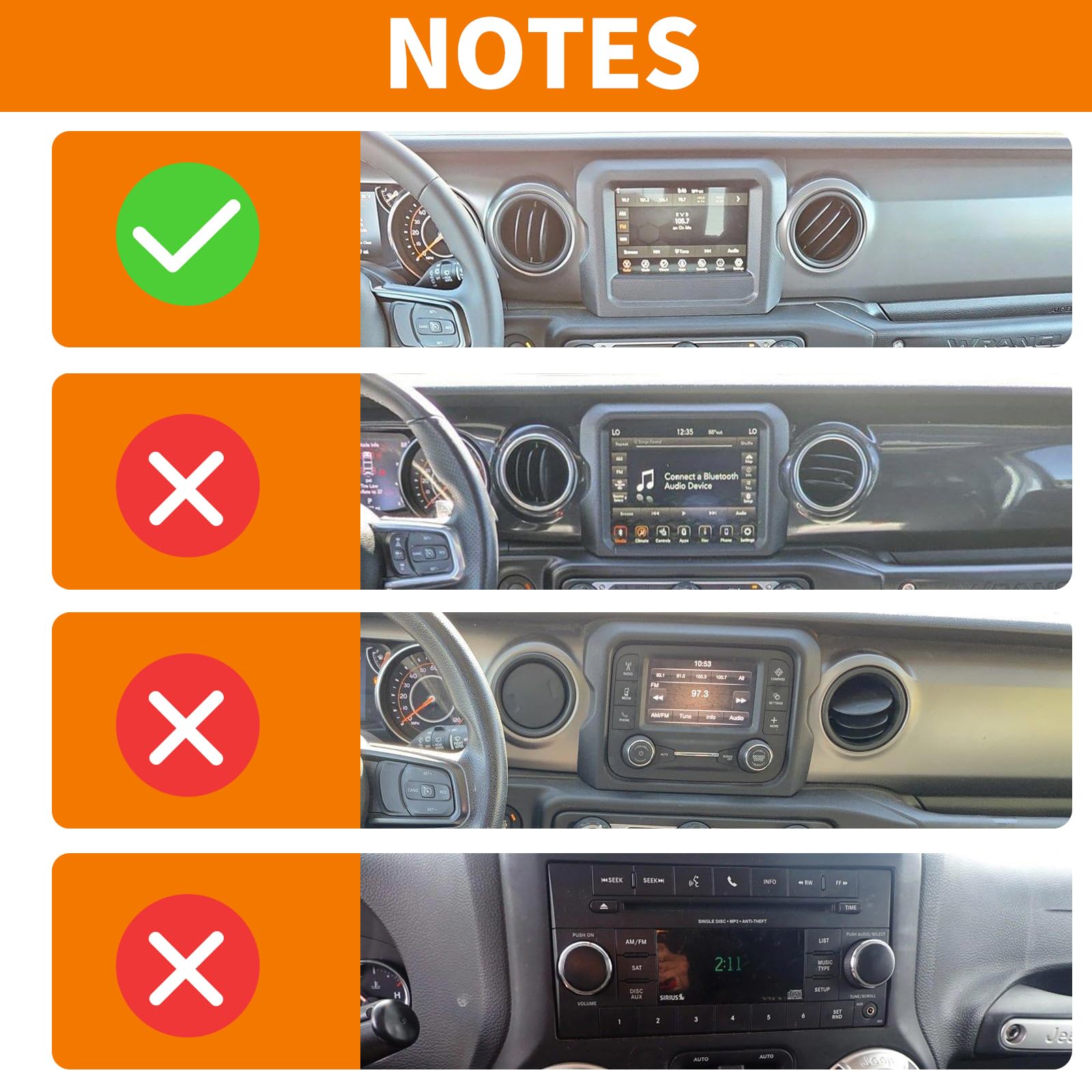 Jeep Wrangler JL JLU & Gladiator JT (2018-2023) Center Console Radio Display Panel Trim Cover - RT-TCZ Black Carbon Fiber Interior Accessory (7 Inch) for Enhanced Dashboard Protection & Style