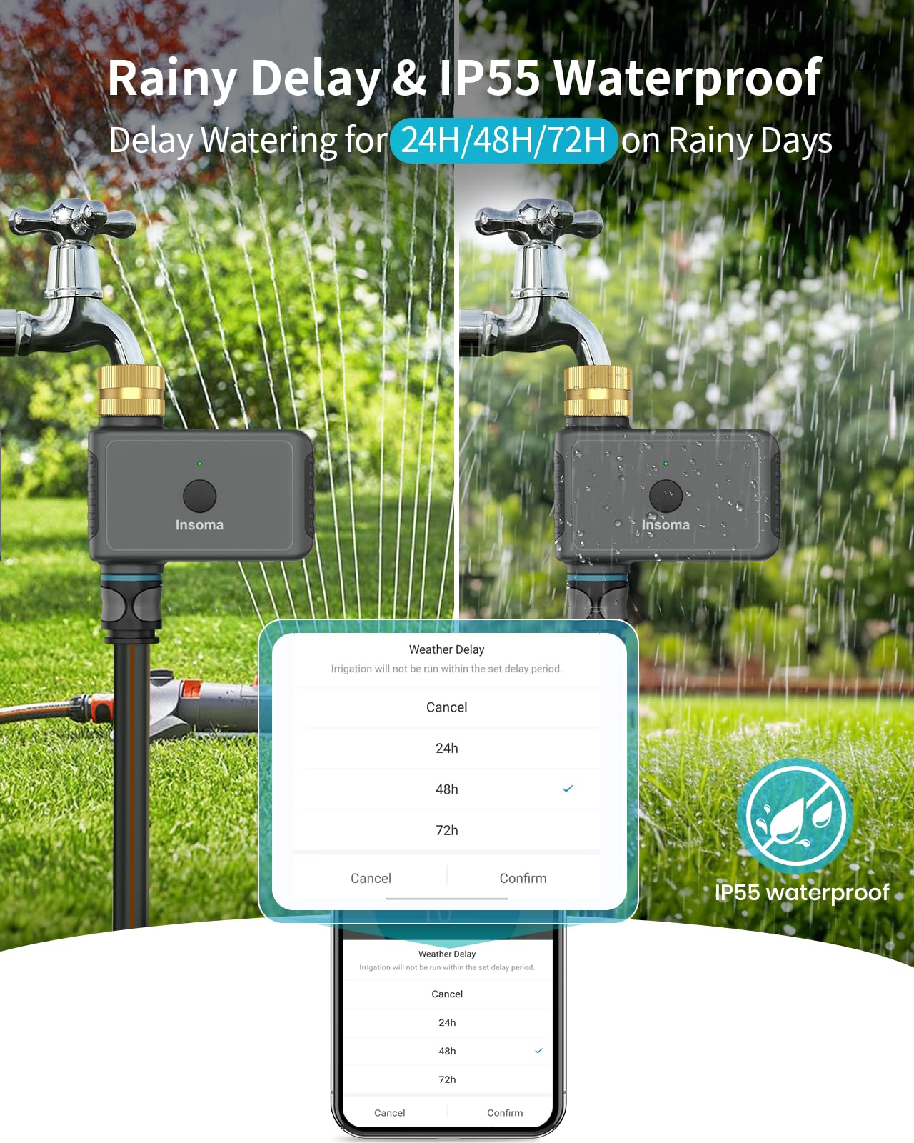 Smart WiFi Hose Timer with Brass Inlet - 1 Zone Automatic Watering System, Wireless Sprinkler Timer with Remote Control via 2.4Ghz WiFi, Works with Alexa & Google Assistant for Voice/App Control - Perfect for Lawns, Gardens, Yards & Outdoor Plant Irrigation