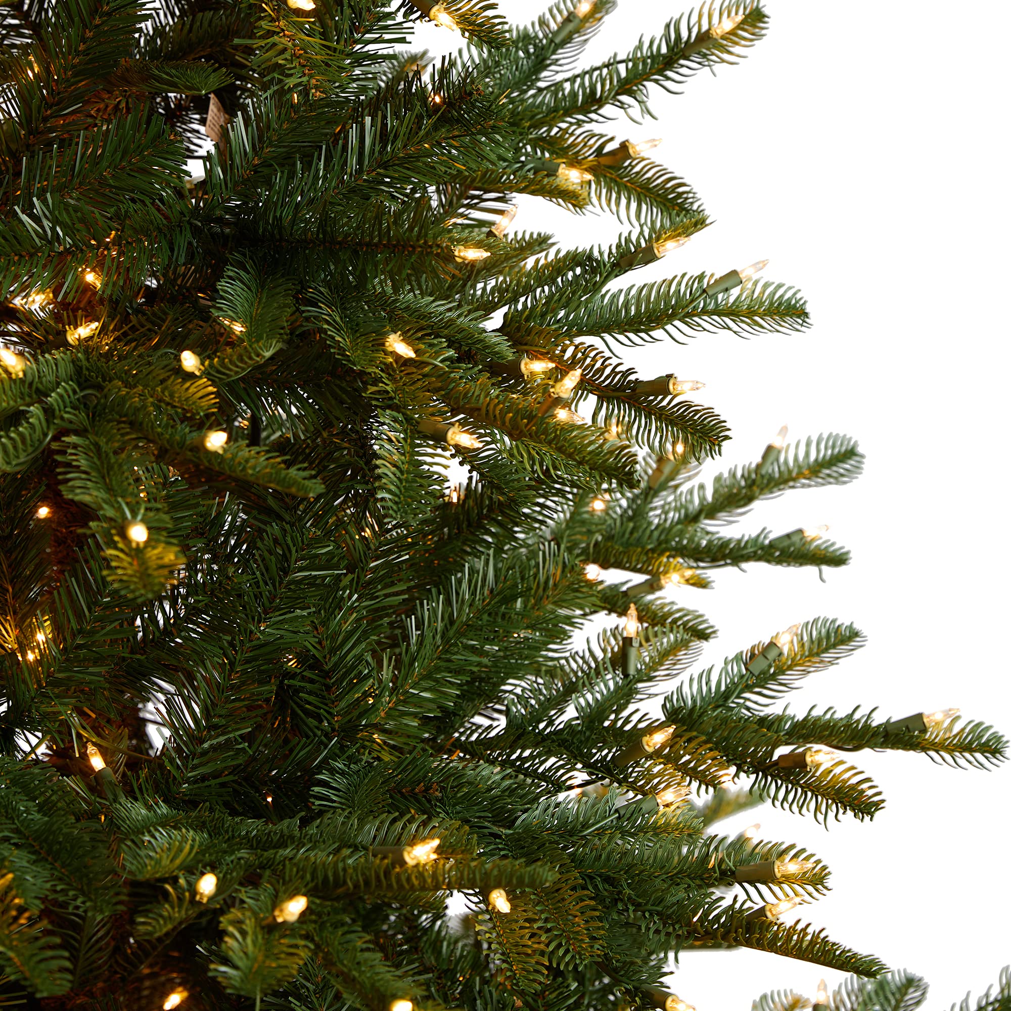 Nearly Natural 8ft Pre-Lit Artificial Christmas Tree - 650 Clear LED Lights & 1561 Bendable Branches | Realistic Washington Spruce Design for Holiday Home Decor, Office & Party Decoration
