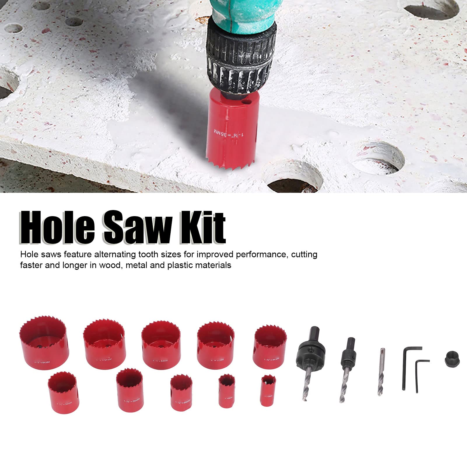 Premium HSS Hole Saw Kit for Metal & Wood - High Speed Steel Drill Bit Set (0.7in to 2.5in) - Professional Metal Cutting Tools for DIY, Construction & Plumbing Projects