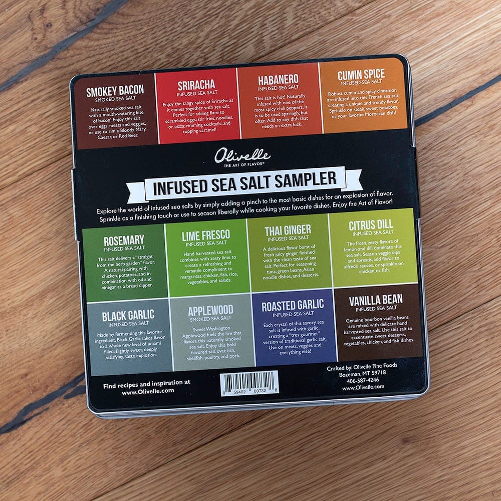 Olivelle Infused Sea Salt Sampler - 12 Flavor Variety Pack | Gourmet Seasoning for Cooking, Baking & Grilling | Perfect for Home Chefs & Food Gifts