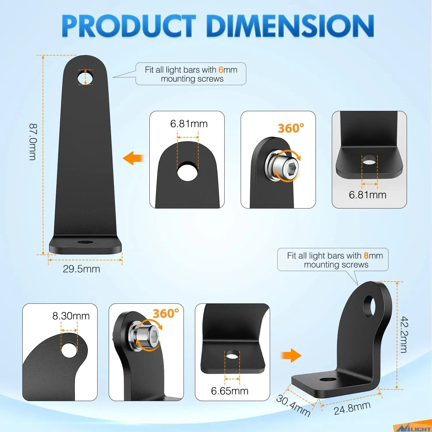 Universal Adjustable Height Side Mount Brackets (Pair) - Perfect for TV, Monitor, and Shelf Installation in Home & Office