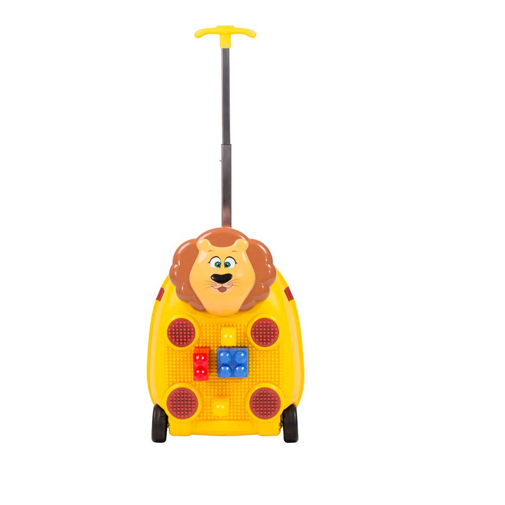 COLOR TREE Kids Carry-On Luggage - Hardside Spinner Suitcase with Building Blocks, 4 Wheels for Toddler Travel & Back to School - Lion Design | Perfect for Airplane Trips, Family Vacations & School Commutes