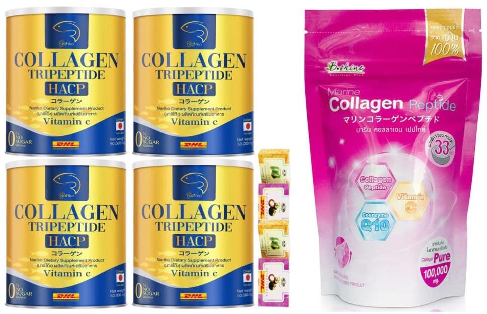 Premium NARIKO COLLAGEN Tripeptide + Vitamin C B Shine Marine Collagen Supplement 100,000mg - Anti-Aging & Skin Brightening - DHL Express Shipping by Thaigiftshop (Includes Free Tomato Facial Mask) - Perfect for Daily Beauty Routine & Glowing Skin Care