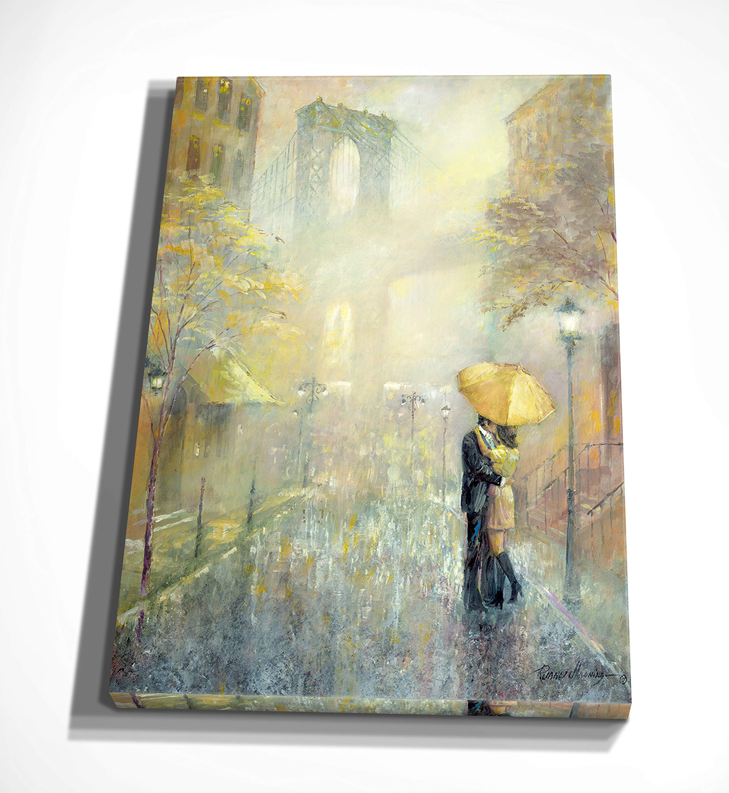 Wexford Home City Romance II Gallery Wrapped Canvas Wall Art - 36x48 Inches, Modern Abstract Painting for Living Room, Bedroom & Office Decor