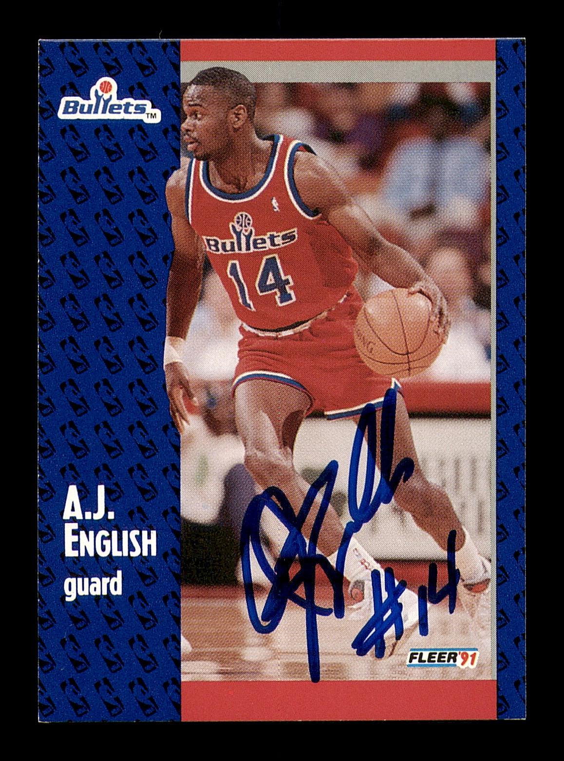 A.J. English Autographed 1991-92 Fleer Basketball Card #206 Washington Bullets - Rare Collectible Memorabilia for NBA Fans and Sports Card Collectors - Perfect for Display, Investment, and Gifting