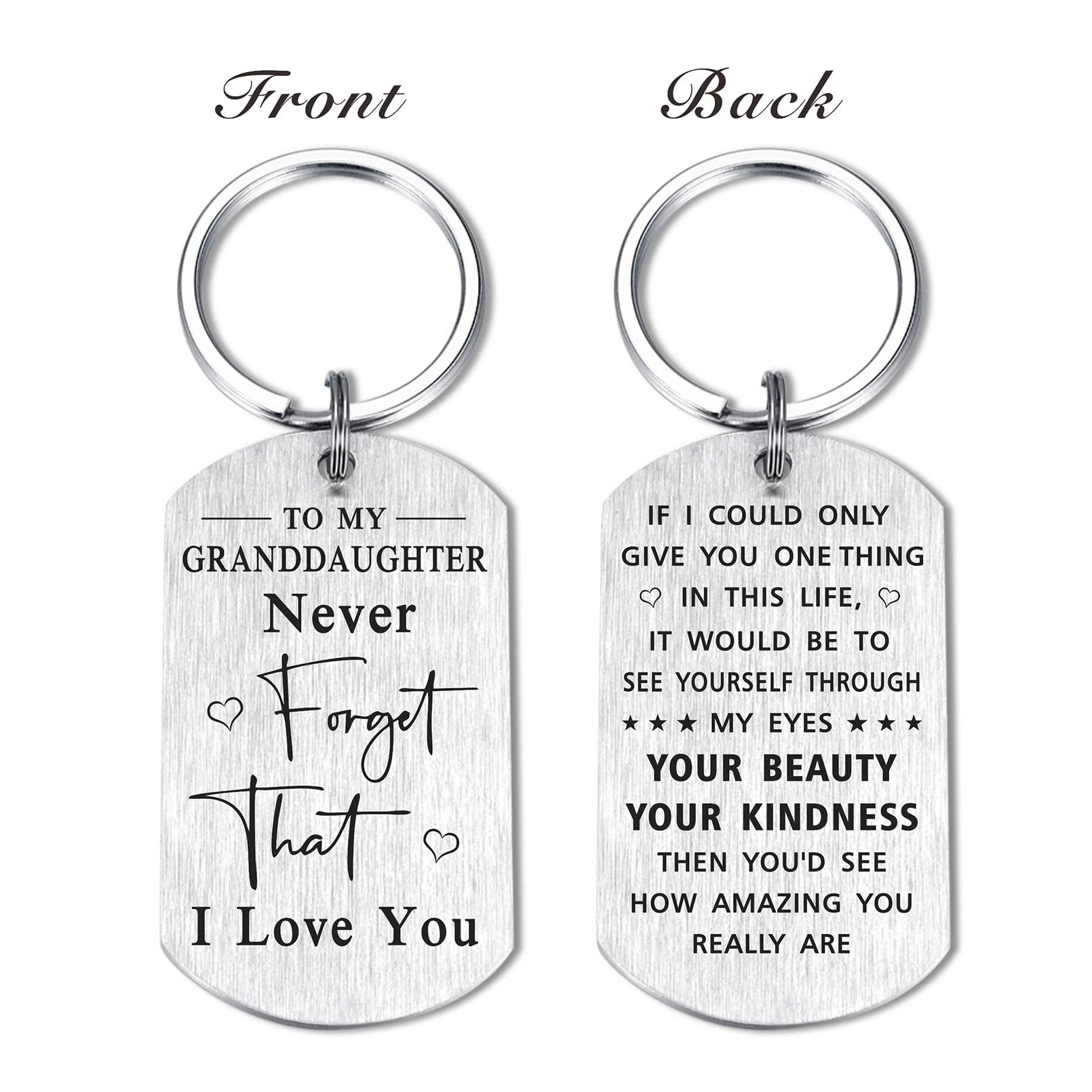 I Love My Favorite Granddaughter Keychain - Engraved Birthday & Graduation Gift for Granddaughters - Perfect for Keyrings, Backpacks & Special Occasions