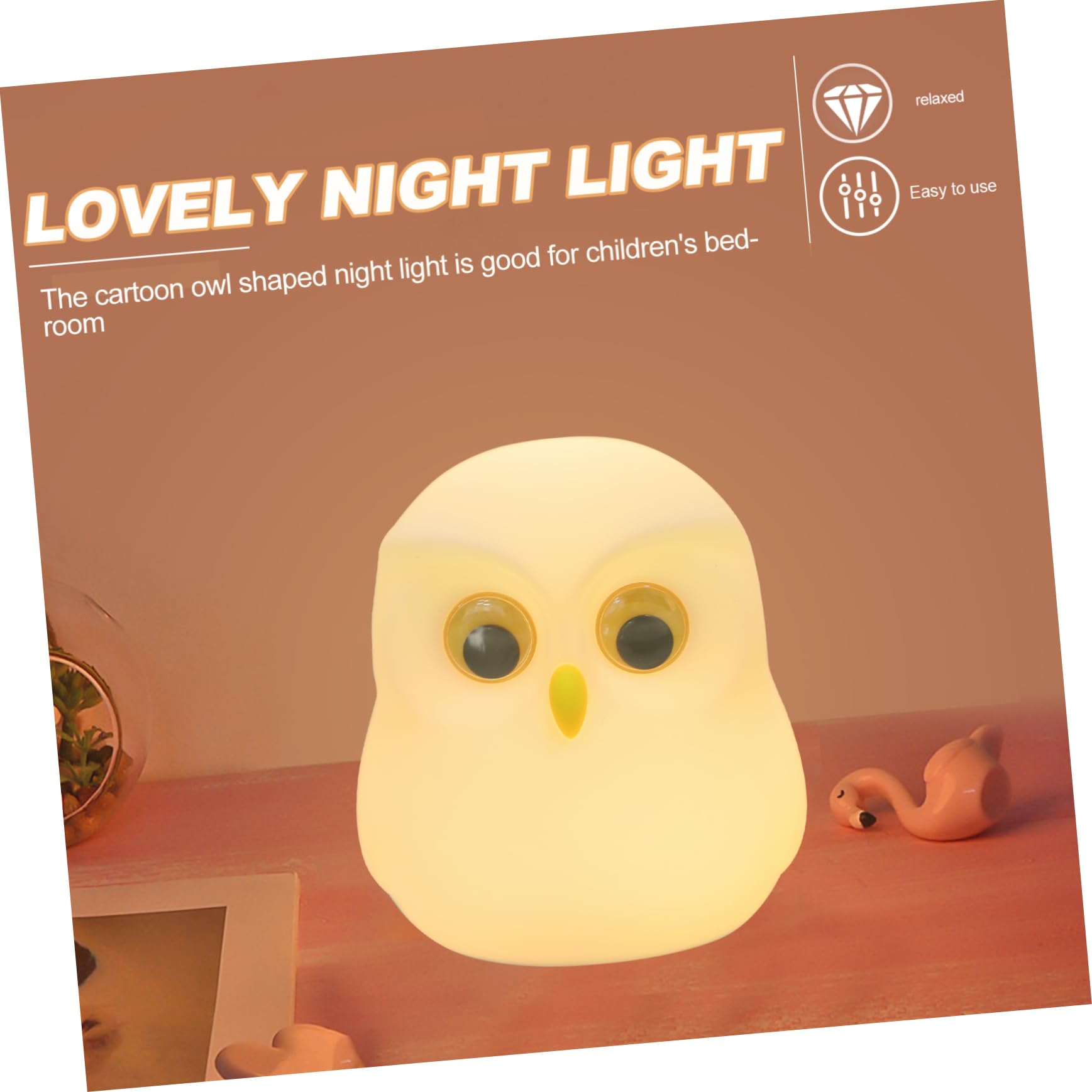 Artibetter Owl Night Light - LED Desk Lamp with Soft Glow, Decorative Bedside Table Lamp for Kids Room, Nursery, or Office - Perfect for Reading, Relaxing, and Creating Cozy Atmosphere