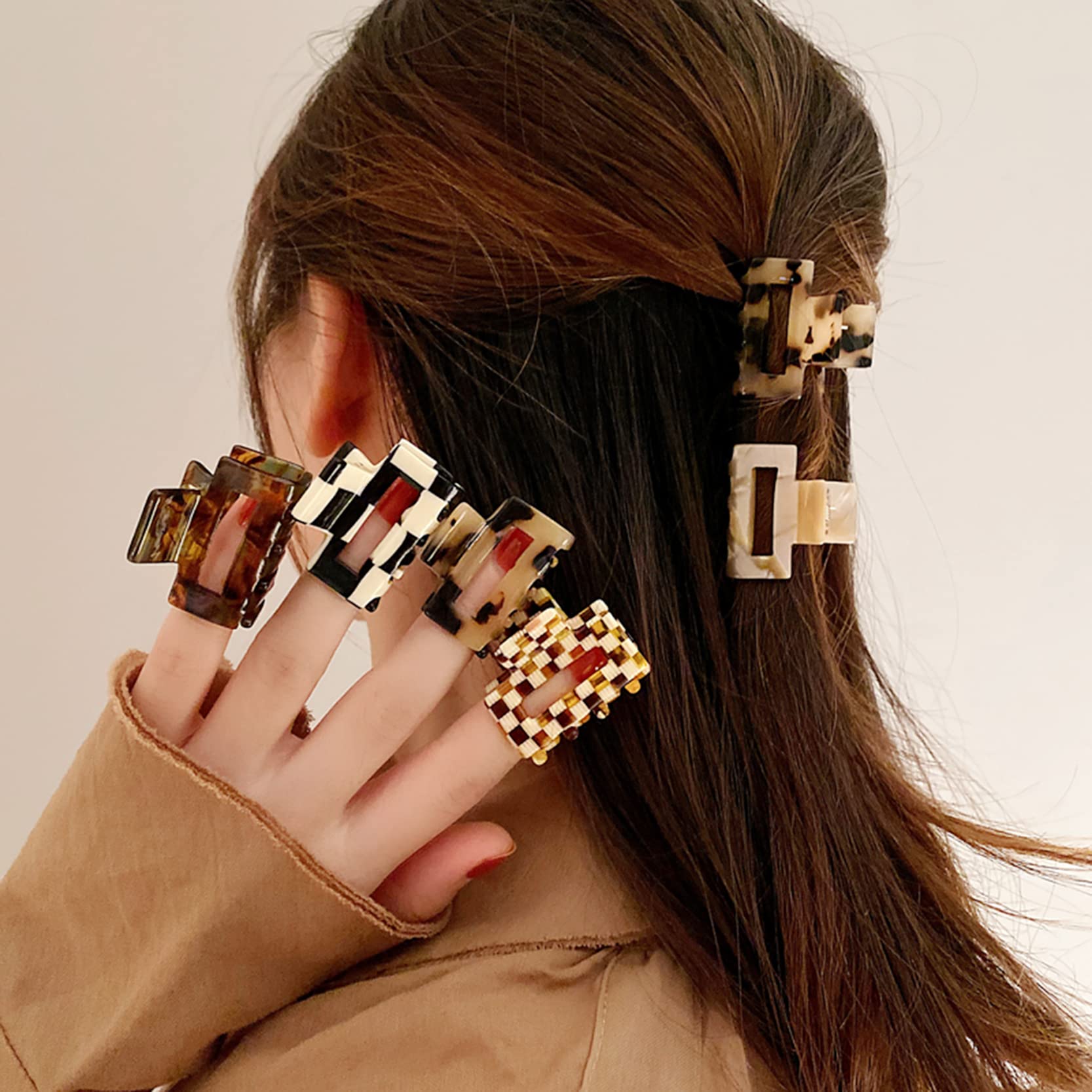4PCS Non-Slip Acetate Hair Clips for Women & Girls - Tiny Claw Hair Clips for Thin to Medium Thick Hair - Perfect for School, Work, Gym & Everyday Styling