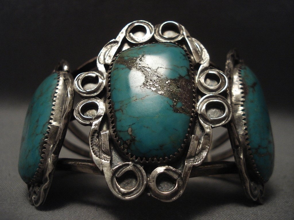 Vintage 1950s Navajo Green Turquoise Native American Silver Bracelet - Handmade Southwest Jewelry for Women, Boho Fashion & Western Style Accessories