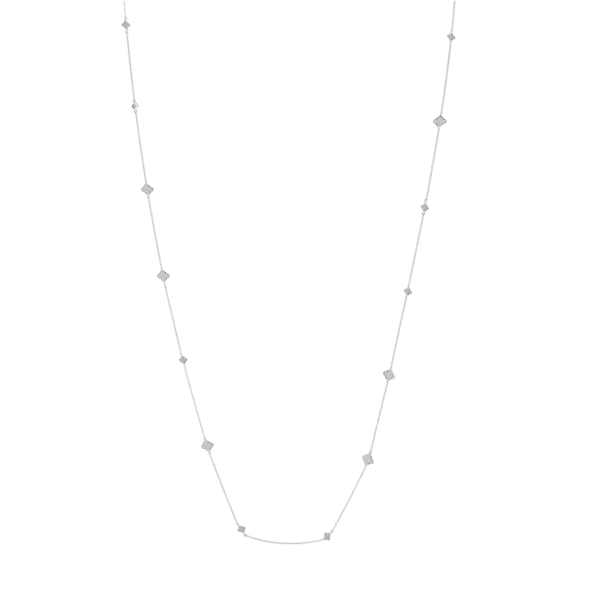 Sybella Daisy Flower Long Necklace in Silver - Elegant Floral Pendant Jewelry for Women, Perfect for Weddings, Parties & Everyday Wear
