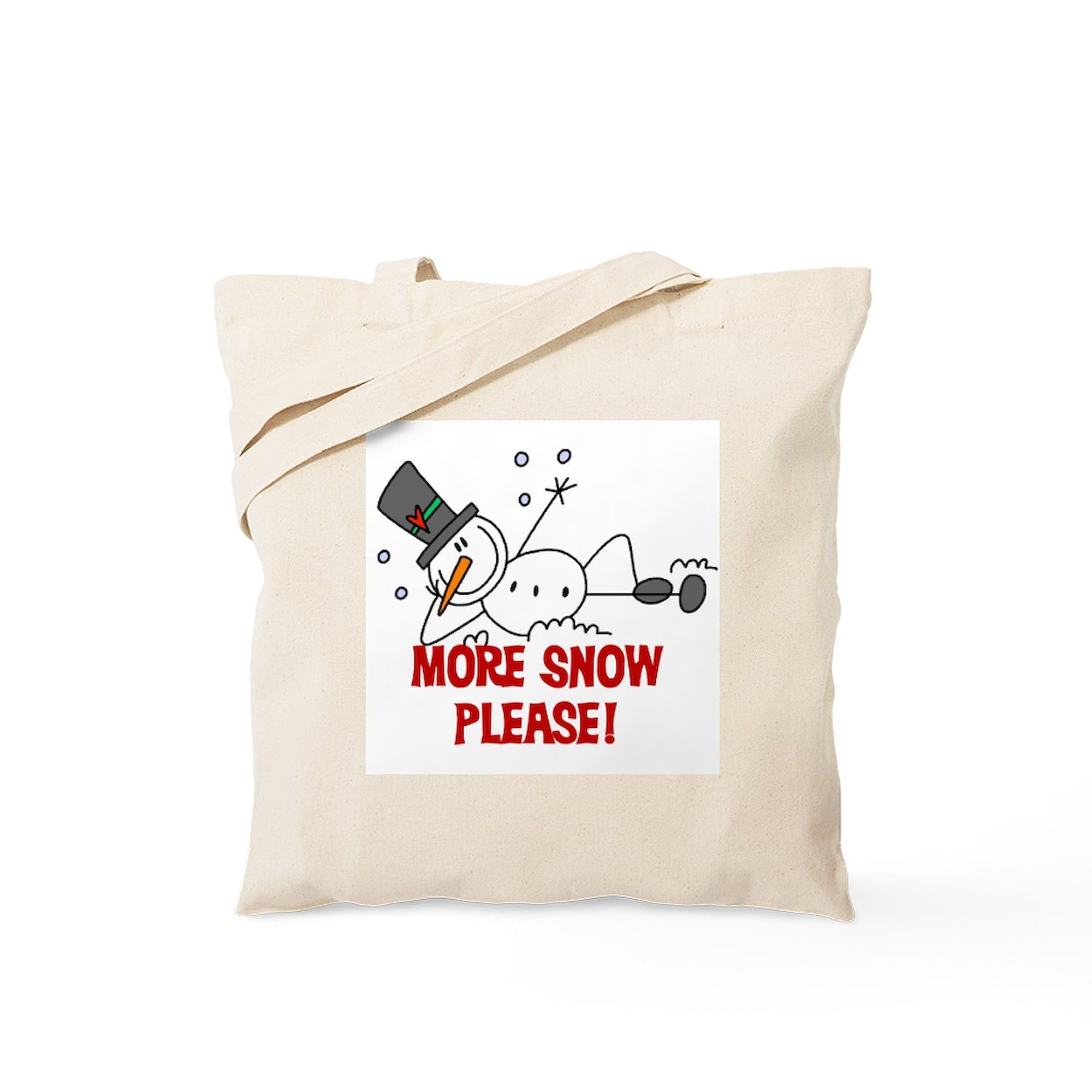 More Snow Snowman Tote Bag - Natural Canvas Reusable Shopping Bag for Groceries, Beach & Holiday Gifts | Eco-Friendly Cotton Tote with Fun Winter Design