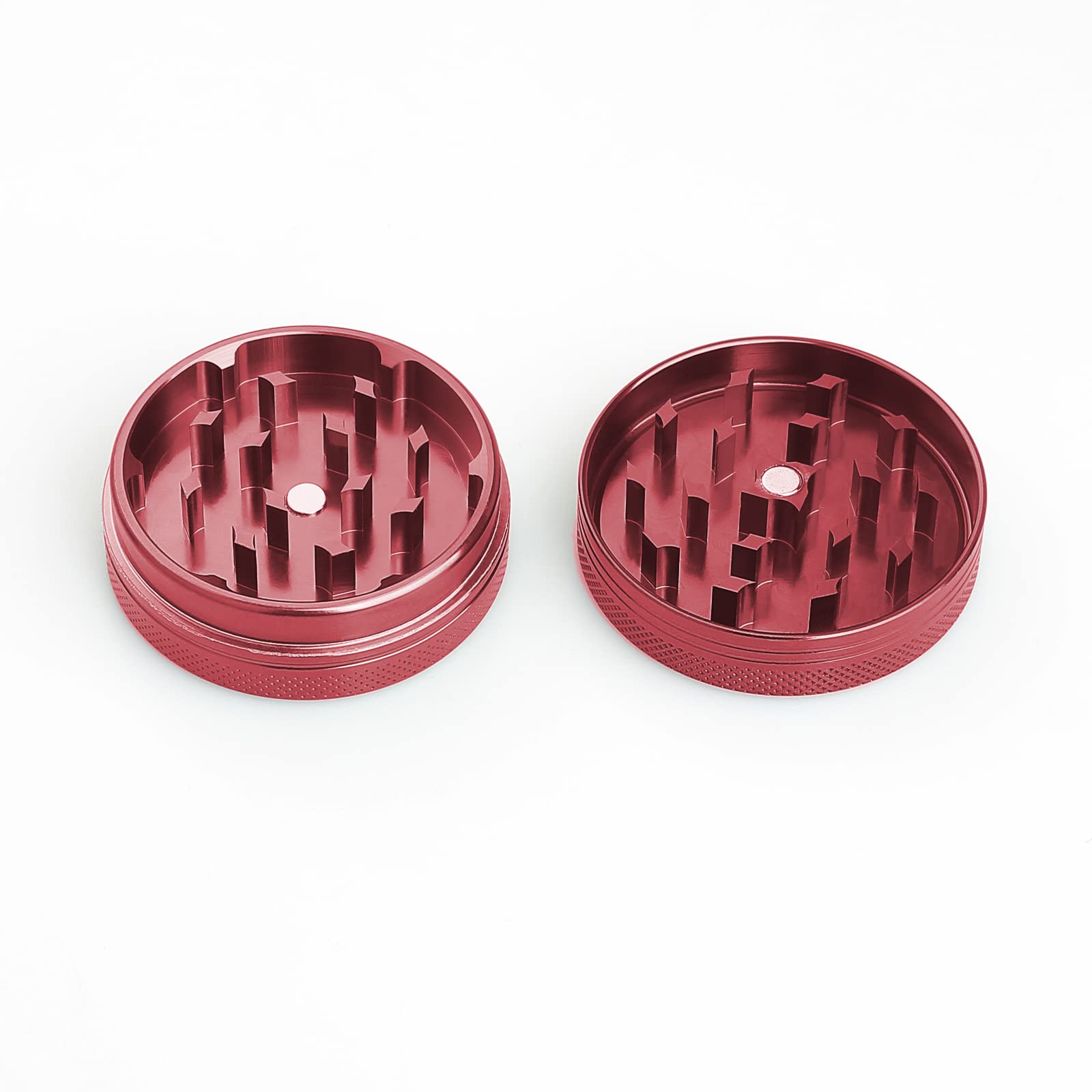 Premium 2 Inch Spice Grinder with Magnetic Lid - Portable Herb Crusher for Kitchen, Camping & Travel - Red (Perfect for Fresh Spices, Herbs & Seasonings)