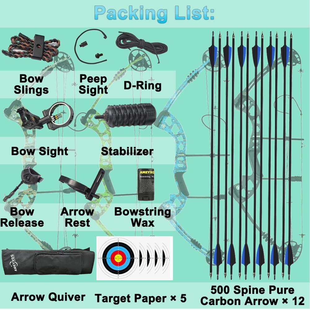 Compound Bow Set for Hunting & Target Practice - Right/Left Hand Archery Bow 30-55 Lbs Draw Weight, IBO 310 FPS | Perfect for Adults & Beginners | Includes Hunting Accessories for Outdoor Sports