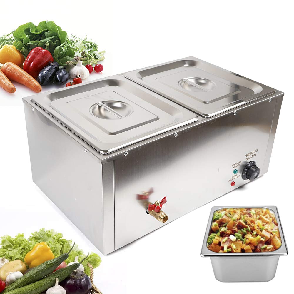 Commercial Grade Stainless Steel Electric Food Warmer & Steamer - 2 Pan Hot Well for Catering, Restaurants, Buffets | Perfect for Keeping Food Warm at Events, Parties, and Food Service Counters