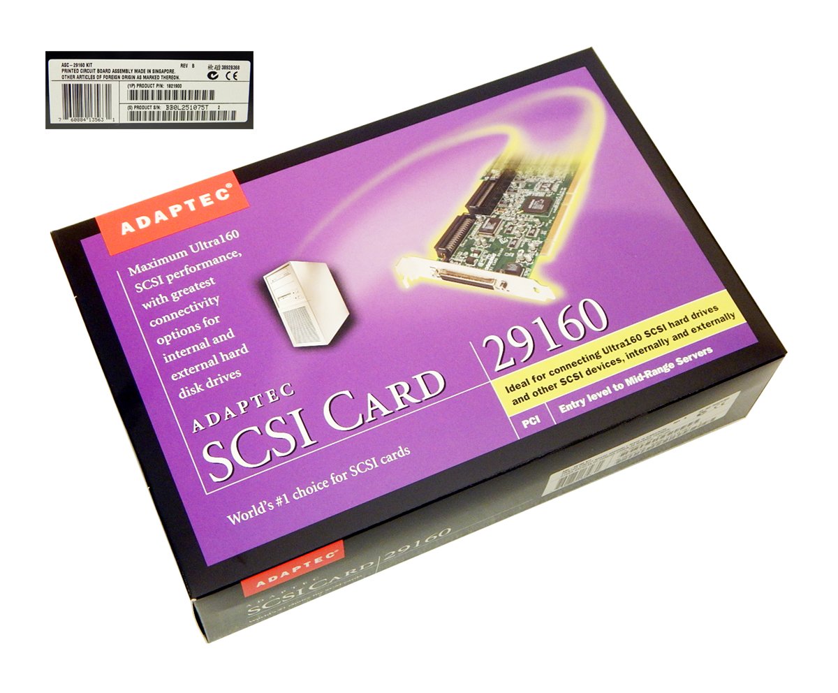 Adaptec 29160 PCI to Ultra160 SCSI Host Adapter Card Kit with EzSCSI Software - High Speed Data Transfer for Servers, Workstations & Legacy Storage Devices
