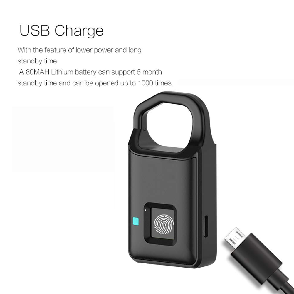 Smart Fingerprint Padlock - Keyless Entry, USB Rechargeable, Waterproof Security Lock for Golf Bags, Suitcases, Gym Lockers, Bikes, Drawers & Backpacks | Ideal for Travel, Sports & Daily Use