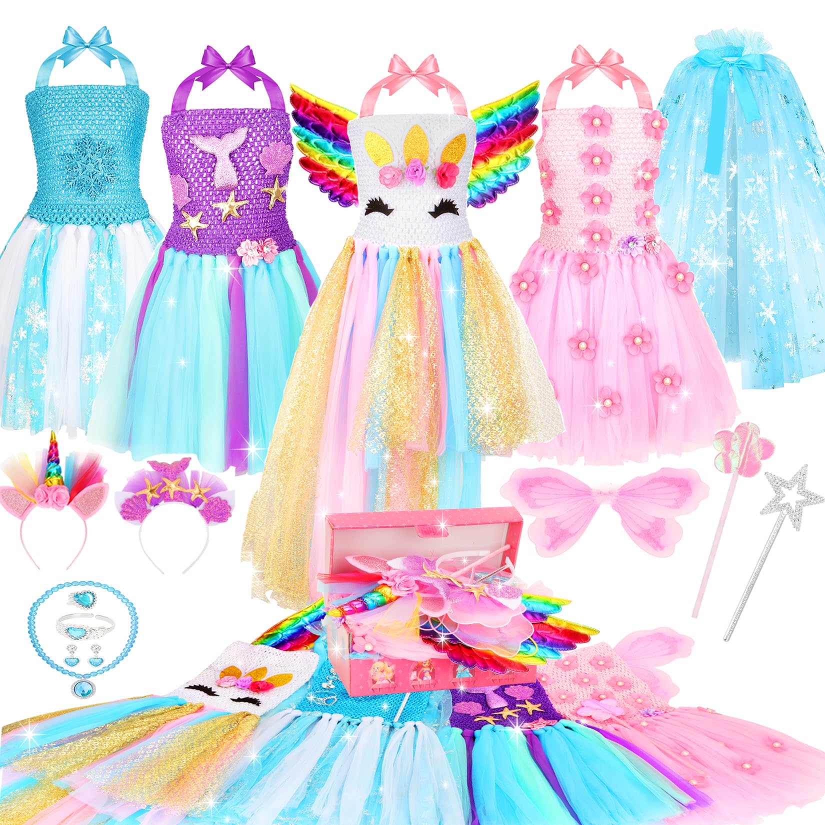 Princess Dress Up Costume Set for Girls Ages 3-6 Years | Kids Royal Party Dress with Tiara & Accessories | Perfect for Birthday Parties, Halloween & Pretend Play