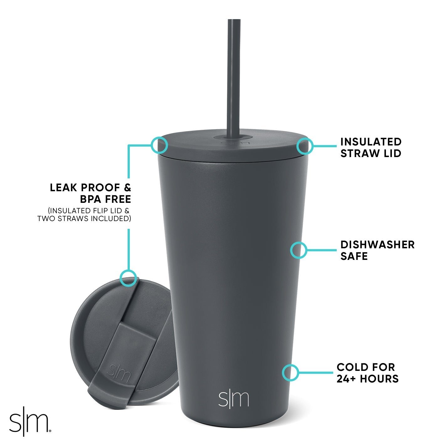 16Oz Classic Stainless Steel Tumbler with Lid & Straw - Insulated Coffee Cup for Hot & Cold Drinks - Perfect for Office, Travel, Gym & Outdoor Activities