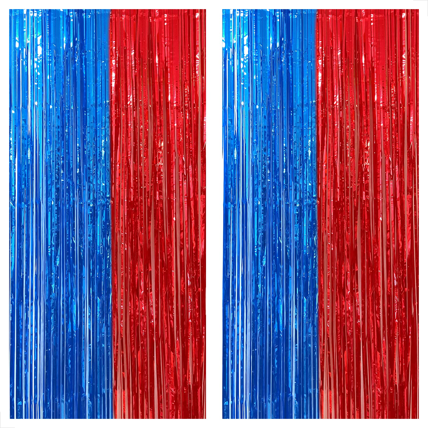 KatchOn Extra Large Red and Blue Streamers - Pack of 2 (3.2x8 Feet) | Fringe Curtain Party Decor for Circus, Carnival, Birthday & Themed Events | Perfect for Baby Showers, Graduations, and Holiday Celebrations