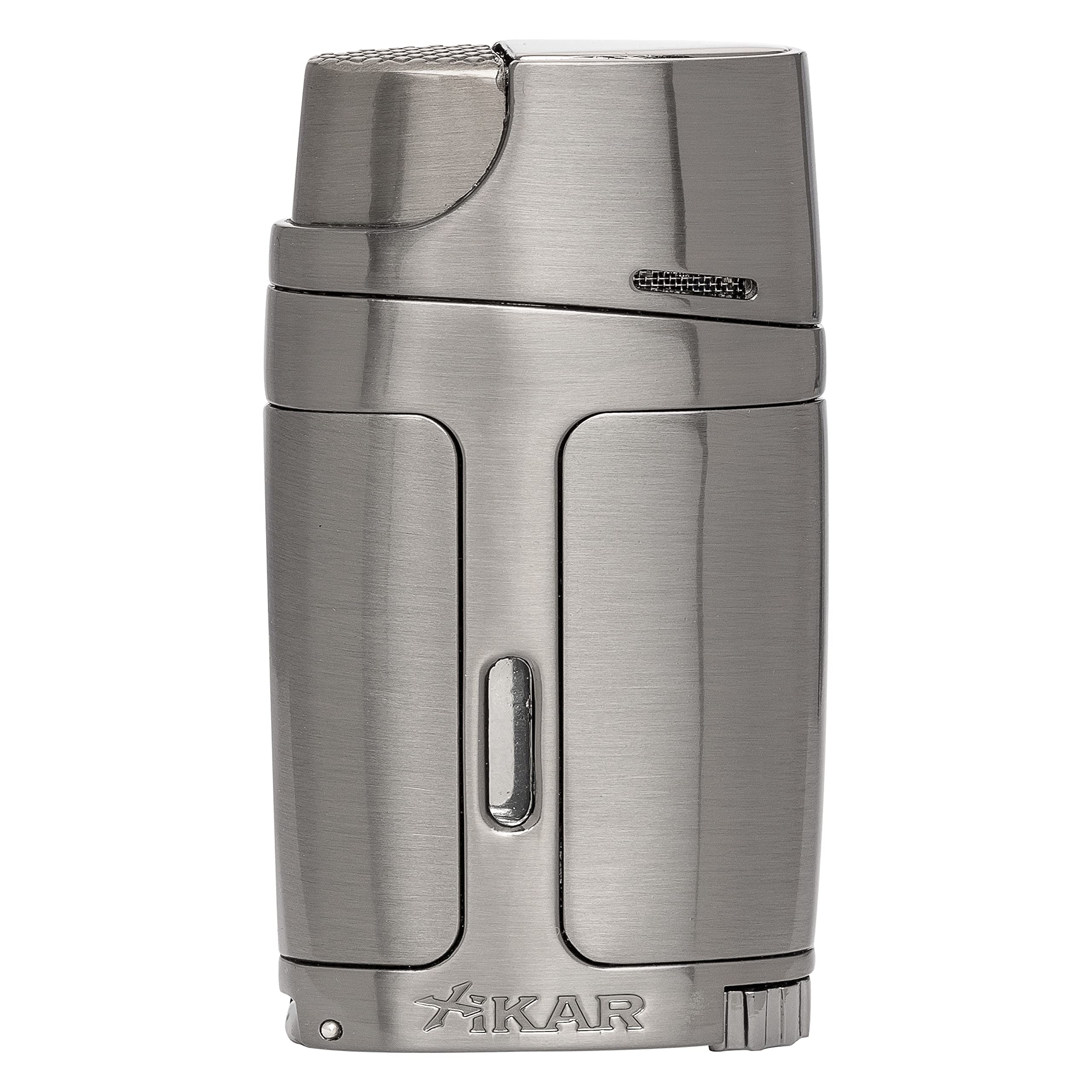 Xikar ELX Double Jet Flame Butane Torch Lighter with 9mm Cigar Punch - Refillable Adjustable Flame Cigar Lighter with Fuel Window - Perfect for Cigar Aficionados, Outdoor Smoking & Special Occasions