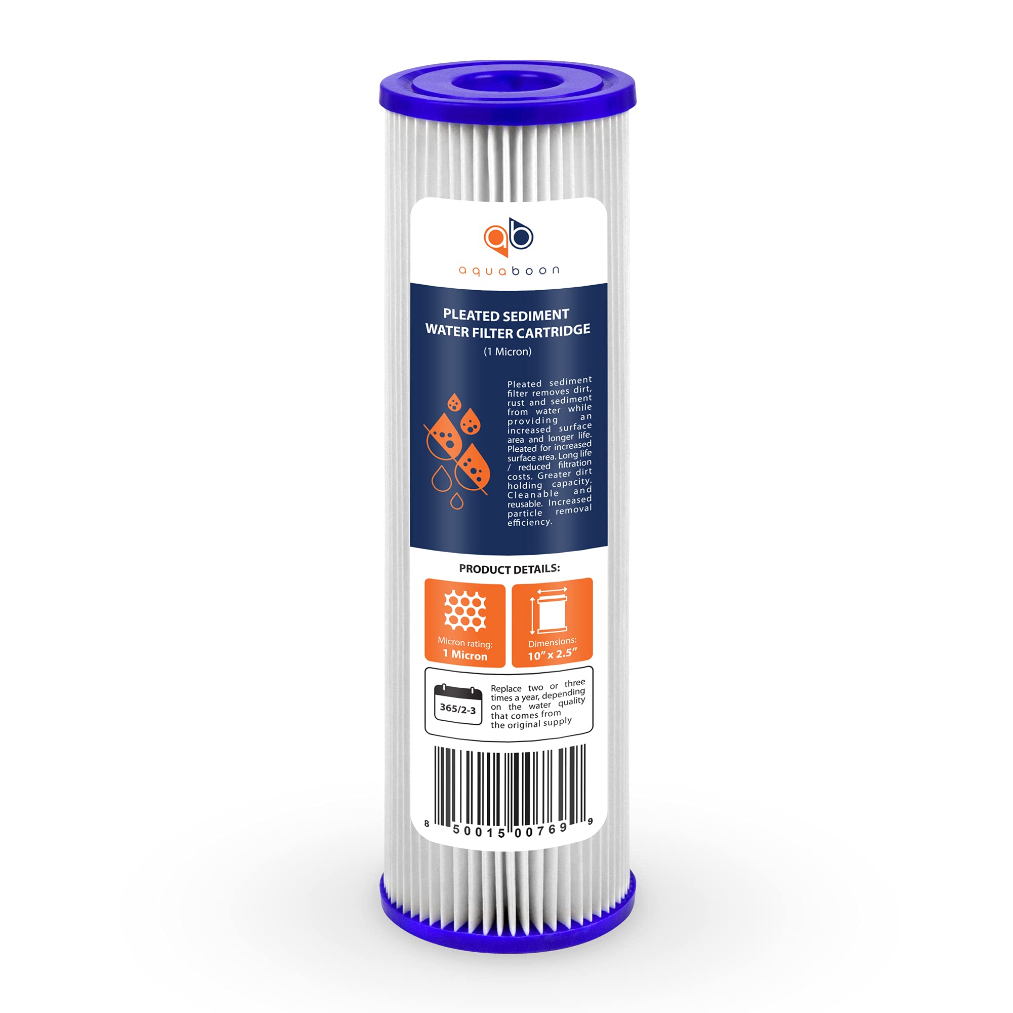 Aquaboon 1 Micron Pleated Sediment Water Filter Cartridge 10