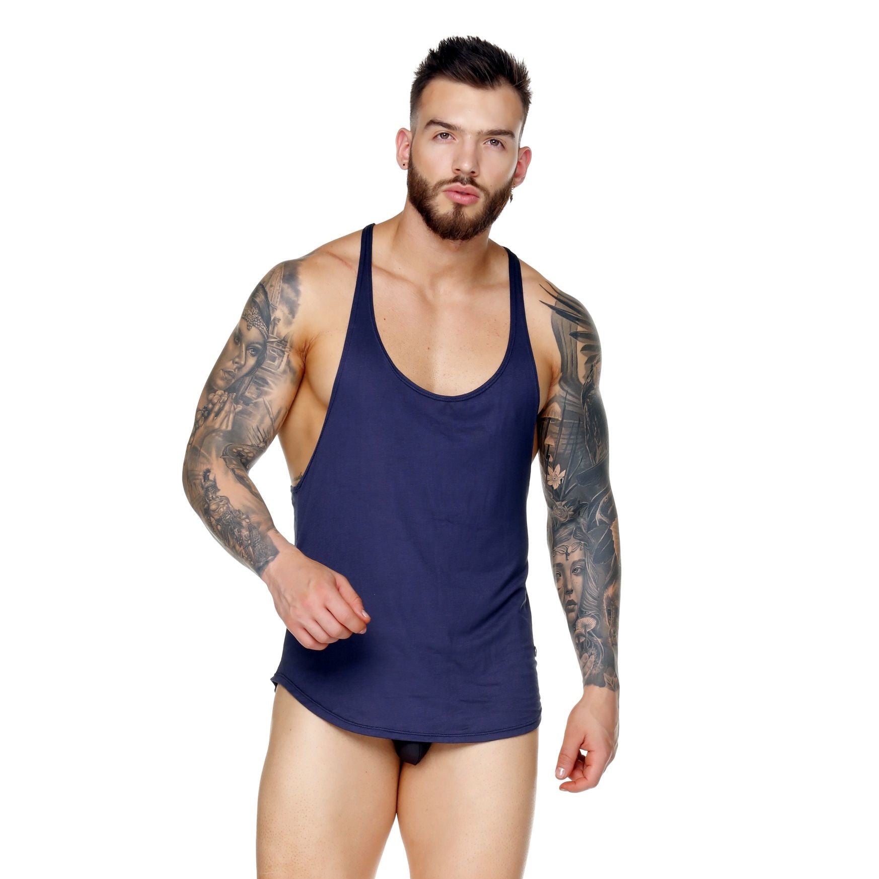 Gigo Forever Stringer Tank Top for Women - Navy Blue Sleeveless Workout Shirt | Gym, Yoga, Running & Casual Wear