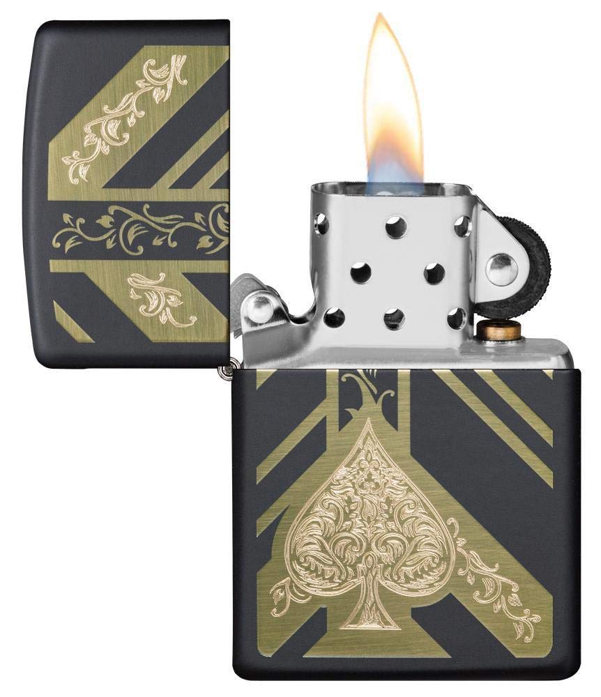 Personalized Zippo Ace of Spades Classic Oil Windproof Lighter with Free Engraving - Matte Black | Perfect Gift for Christmas, Halloween & Valentine's Day | Great for Camping, Hiking & Outdoor Adventures