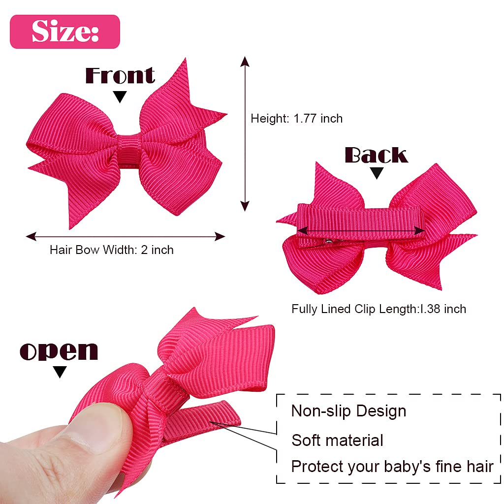 40Pcs Baby Hair Clips Set - 20 Colorful 2 Inch Grosgrain Ribbon Bows with Alligator Clips for Girls, Infants & Toddlers - Perfect for Parties, Daily Wear & Photo Shoots