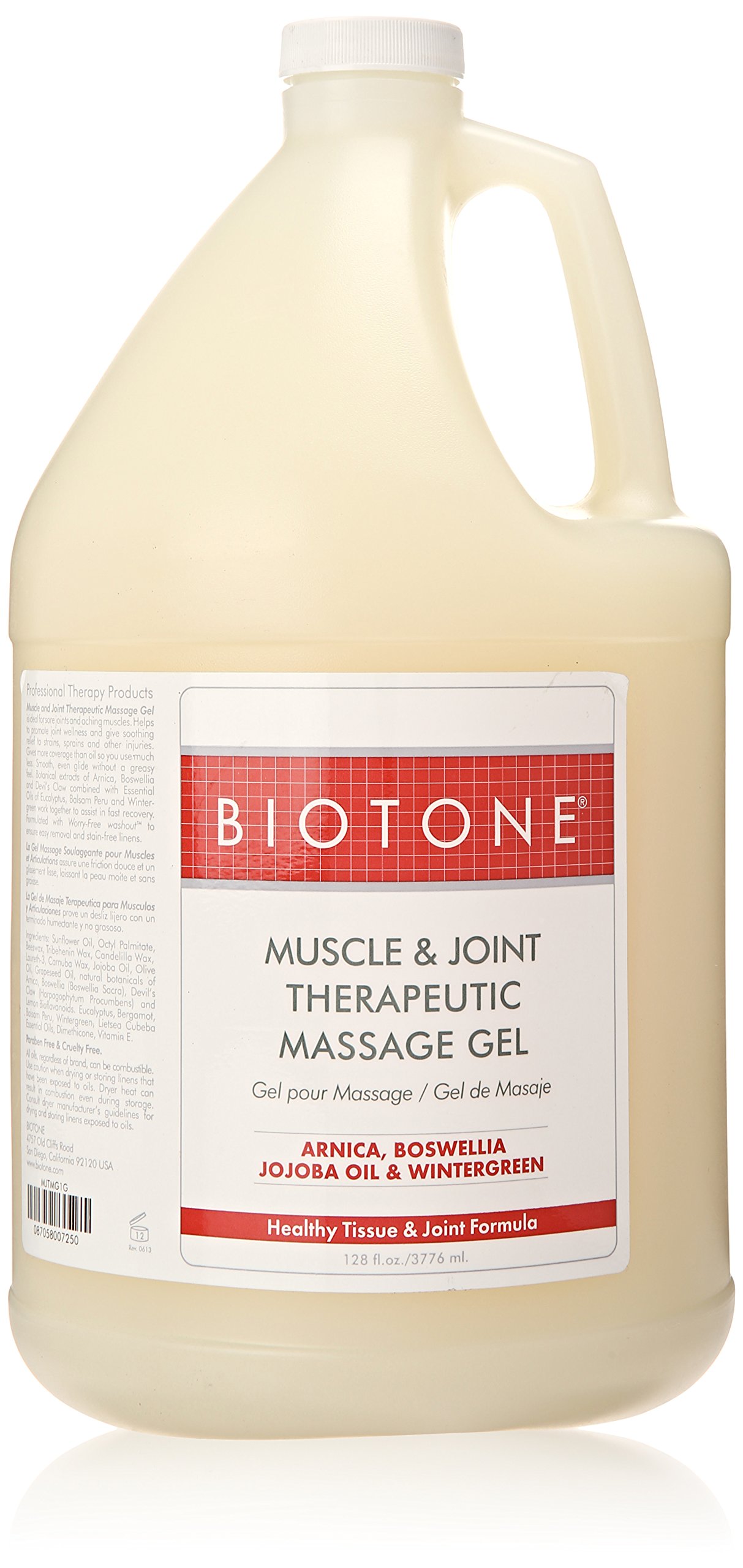 Biotone Professional Massage Gel for Muscle & Joint Pain Relief - 128 oz (1 Gallon) - Soothes Sore Muscles, Reduces Inflammation - Perfect for Massage Therapists, Athletes & Home Use