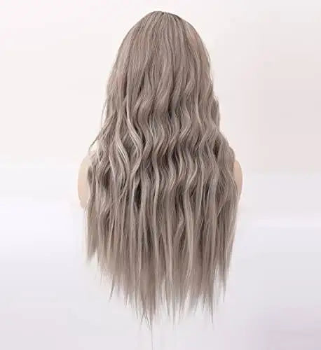 Long Wavy Synthetic Wig with Natural Center Part - Perfect for Cosplay, Halloween, and Daily Fashion Styling