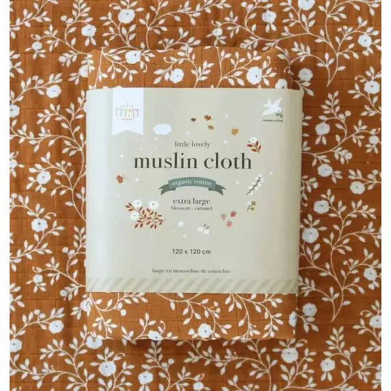 Premium Organic Muslin Swaddle Blankets (Pack of 2) - Soft Caramel Color for Baby Wrapping, Nursing Cover & Stroller Blanket