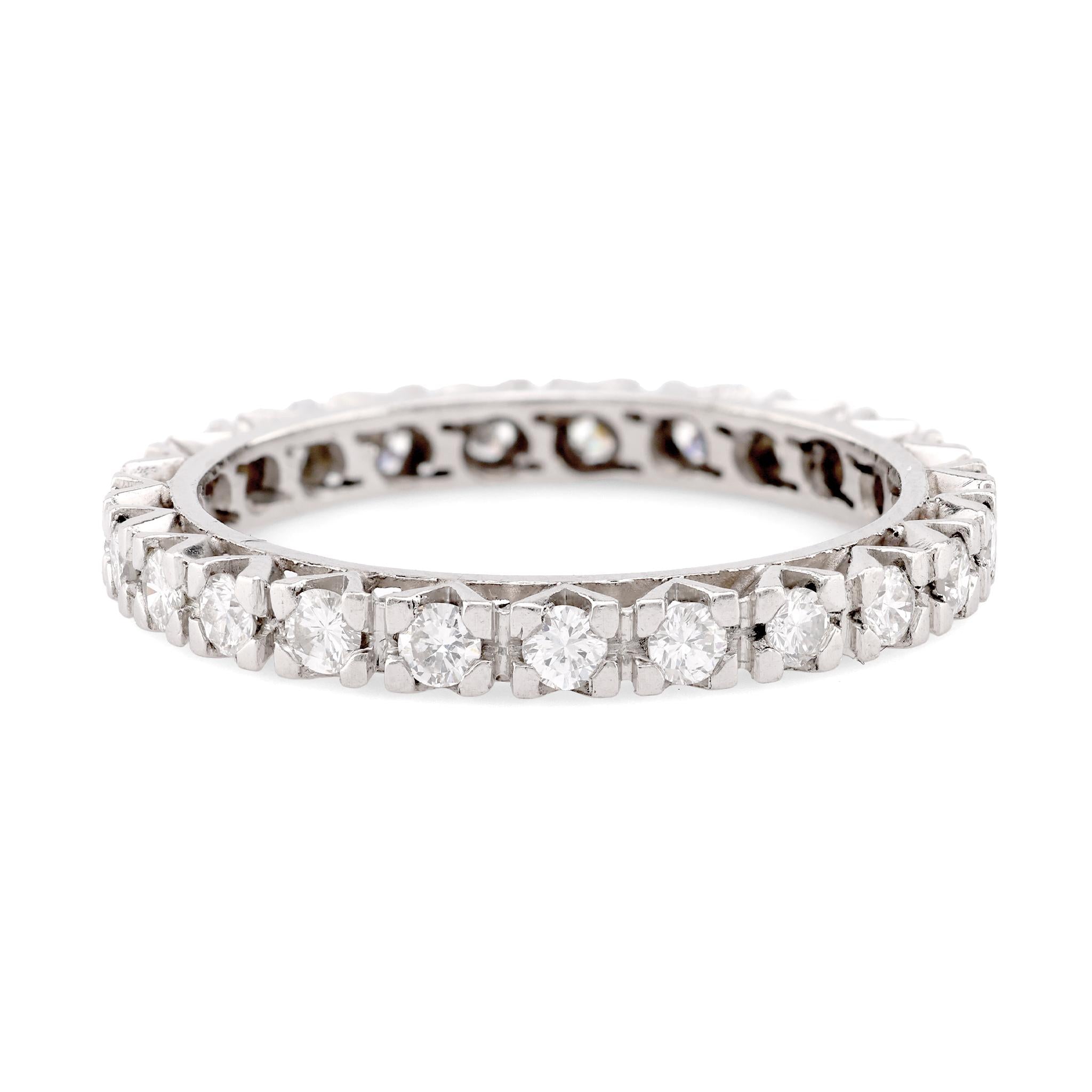 Vintage Mid Century Diamond Platinum Eternity Wedding Band Ring for Women - Perfect for Anniversaries, Engagements & Special Occasions