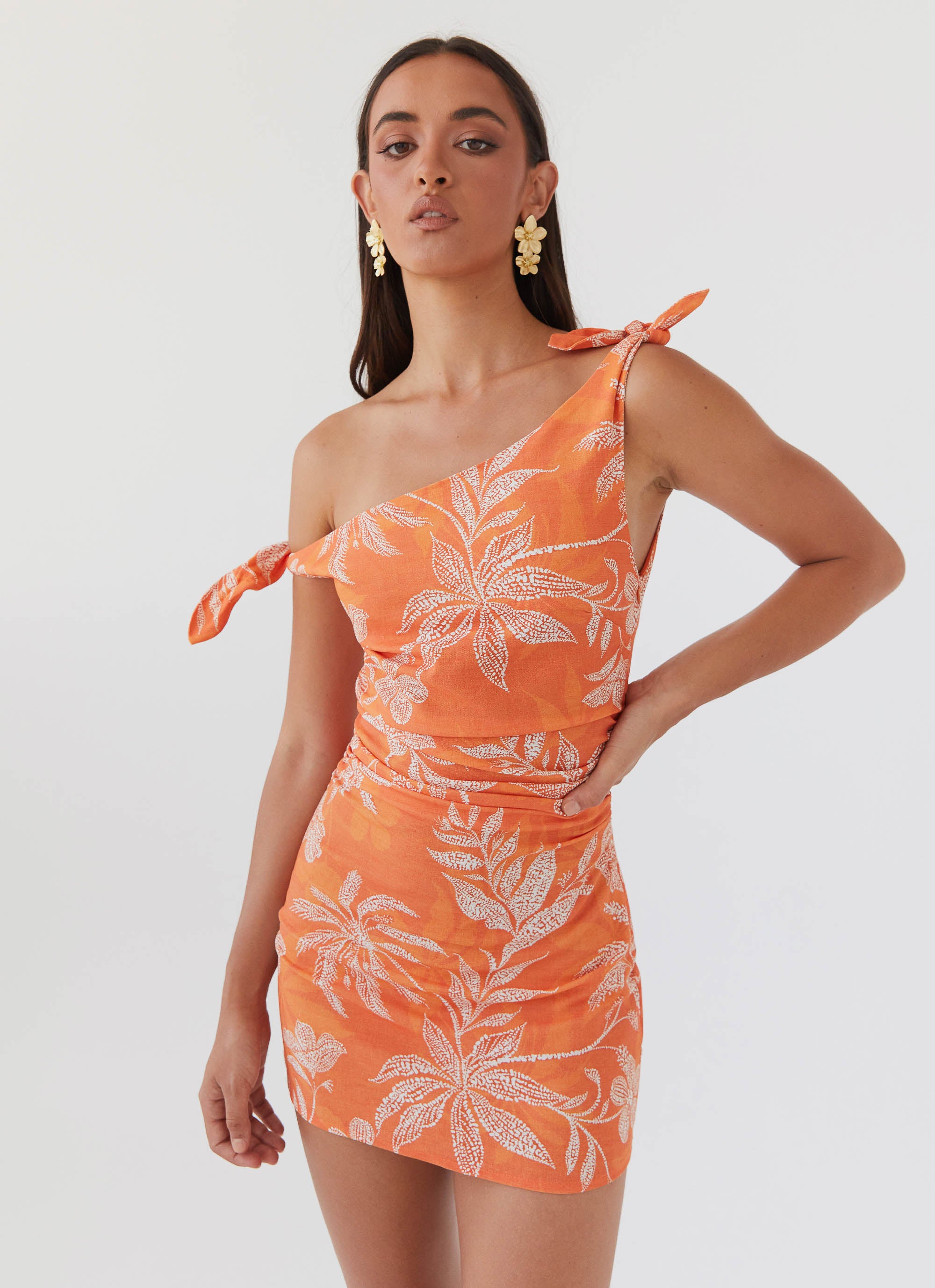 Amazonia Linen Mini Dress - Flowy Summer Sundress with Tropic Sunset Print | Beach Cover Up, Vacation Outfit & Casual Day Dress