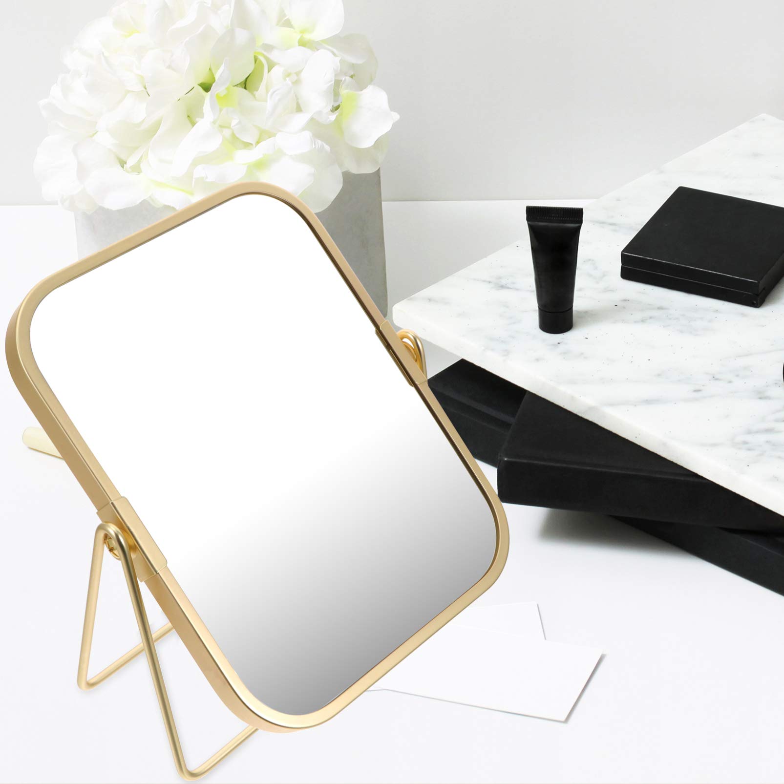 Beaupretty 360° Swivel Desktop Vanity Mirror - Adjustable Makeup Mirror with LED Lights, Perfect for Dressing Table, Bathroom & Travel | Compact & Decorative Vanity Mirror for Women & Girls