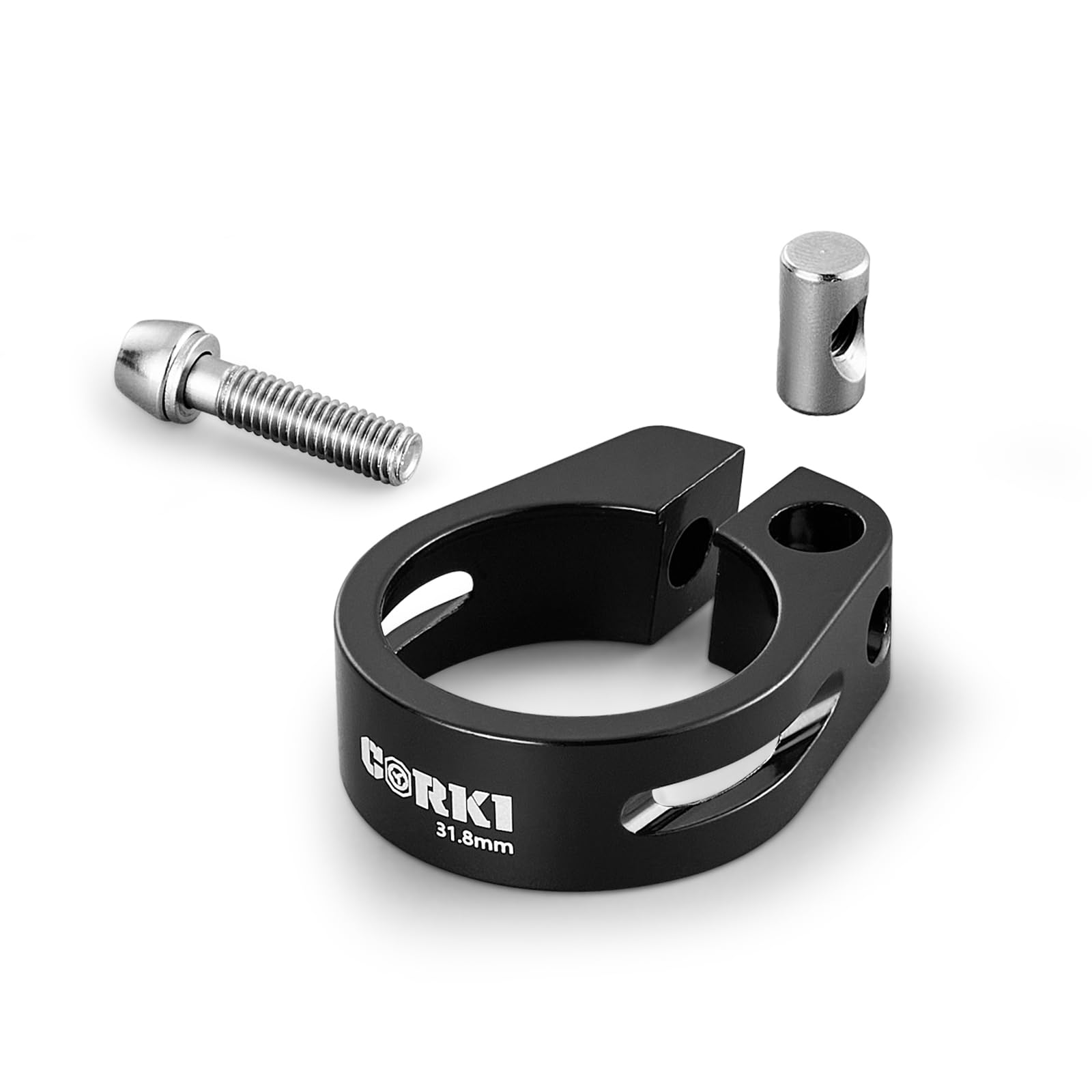 Corki Cycles 31.8mm Aluminum Alloy Bike Seatpost Clamp - Black | Durable Seat Post Collar for Mountain, Road & Commuter Bikes | Perfect for Cycling Enthusiasts & Daily Riders