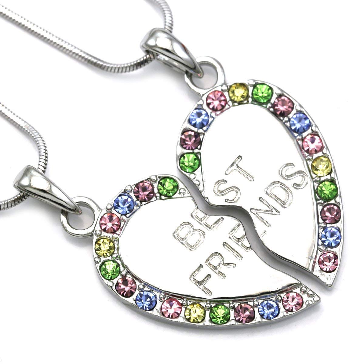 Best Friends Forever BFF Heart Necklace for Women & Teens - Engravable Personalized Jewelry Gift for Her - Perfect for Birthdays, Anniversaries & Friendship Day