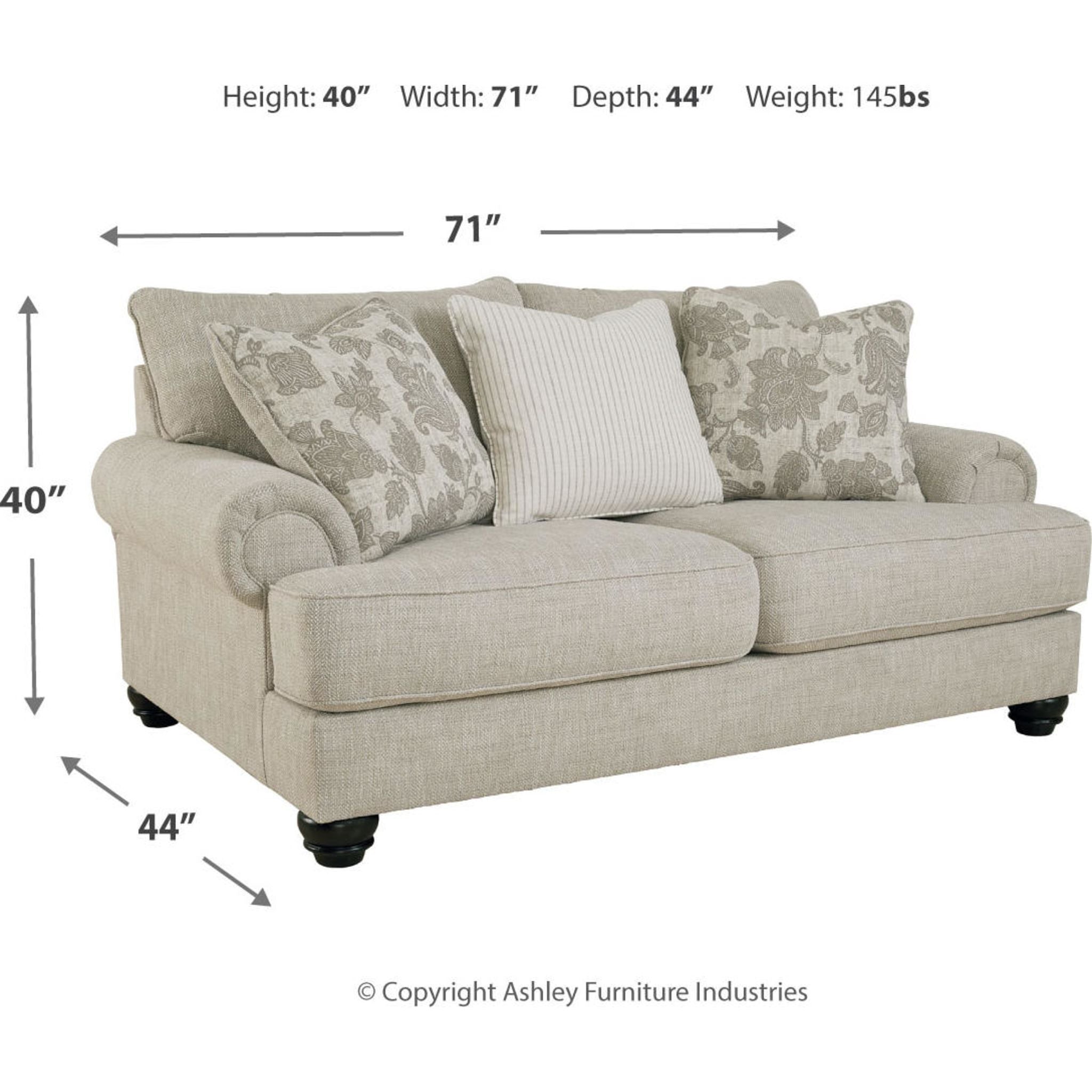 Asanti Loveseat in Fog - Modern Two-Seater Sofa for Living Room, Lounge & Small Spaces - Comfortable Fabric Loveseat with Soft Cushions