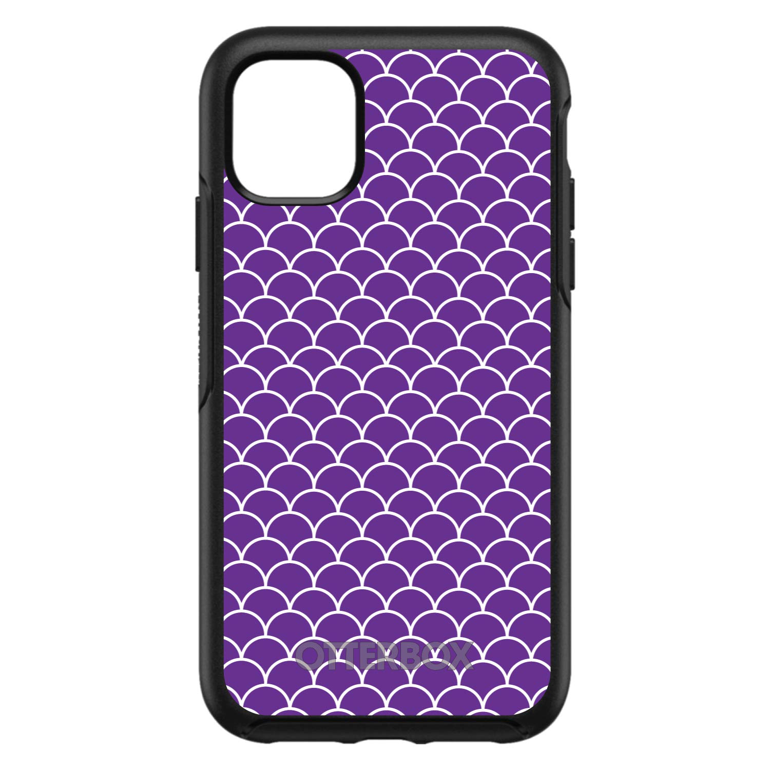 DistinctInk iPhone 12 Pro MAX Case (6.7 Inch) - Durable Protective Phone Cover with Purple White Scallop Design - Slim Fit Replacement for OtterBox Symmetry - Perfect for Work, Travel and Everyday Use